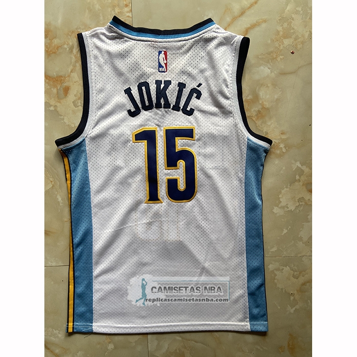 Camiseta Denver Nuggets Nikola Jokic NO 15 Mitchell & Ness 2016-17 Blanco
